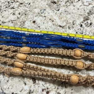 Vintage 2  Blue and Tan Hanging Accent with Decorative Tassel